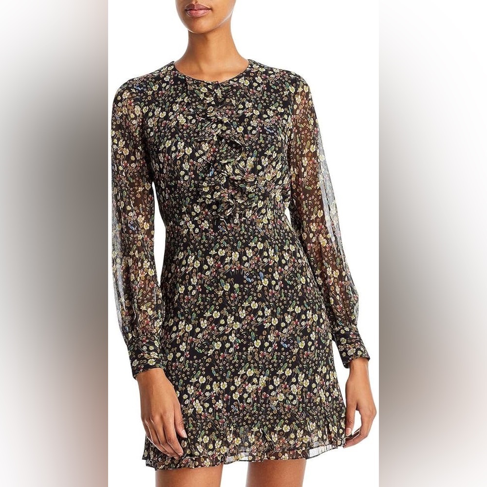 Hallie Womens Chiffon Floral Print Mini Dress
